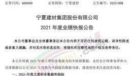 寧夏建材業(yè)績快報：2021年凈利同比下降16.96%！