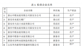 山東泰安發(fā)布6月份水泥生產(chǎn)企業(yè)專(zhuān)家檢查情況的通報(bào)！